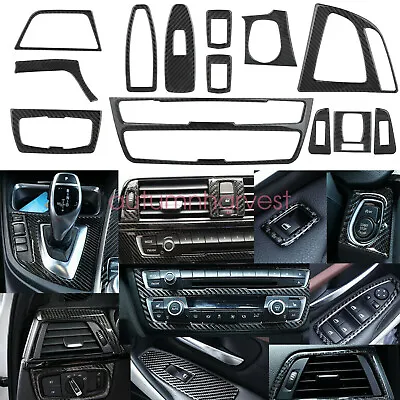 13PCS Real Carbon Fiber Interior Trim Decor Cover For BMW 3 4 Series F30 F34 • $22.99