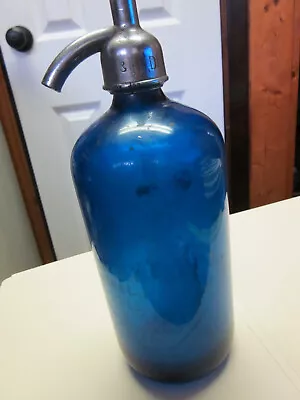 Vintage Blue Seltzer Bottle H&h Dist. Central Islip Ny Made In Czechoslovakia • $54.98