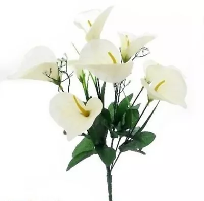 Artificial Calla Lily Flowers Bouquet Plants Grass Silk Flower Floral Wedding • £6.99