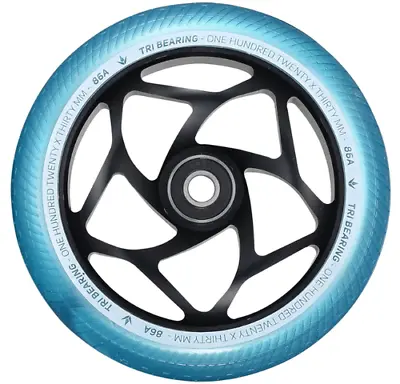 ENVY TRI- BEARING PRO SCOOTER WHEEL - 120mm X 30mm  - BLACK/TEAL • $44