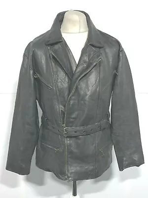 VINTAGE 80's TRAPPER LEATHER MOTORCYCLE TOURING JACKET SIZE M GREAT QUALITY • $42.33