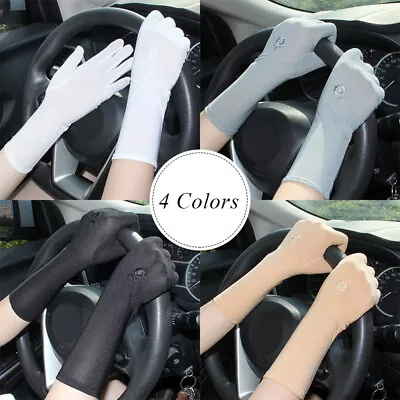 Mid-long Sunscreen Gloves Stretch Anti UV Driving Gloves Solid Color Soft DIY • £2.79