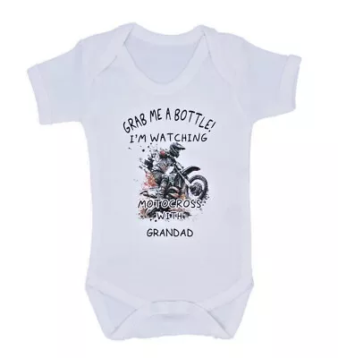 Personalised Baby Grow Vest Watching MotoCross With 'Any Name' • $12.43