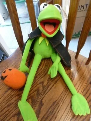 Vintage Kermit The Frog Muppets Dressed Dracula Halloween Costume Pumpkin Plush  • $24.99