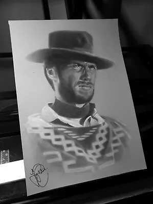 Clint Eastwood Collectable Pencil Hand Drawn Art Print Western Poster Canvas A3 • £20