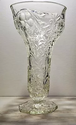 Depression Glass MCKEE ROCK CRYSTAL 11” Footed Vase Plain Edge Square • $15