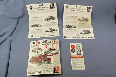 LOT Of 3 AMT Instructions ONLY ~ 1936 Ford 1940 Deluxe Coupe 1939-40 Tudor Sedan • $15