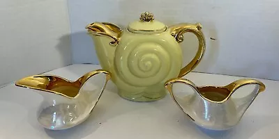 HALL  Vtg Teapot Yellow Gold MCM - Sugar And Creamer ( Unbranded) • $29.99