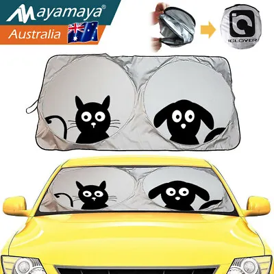 Car SUV Windshield Sun Shade Front Windscreen Visor Reflective Sunshade 150X85cm • $14.99