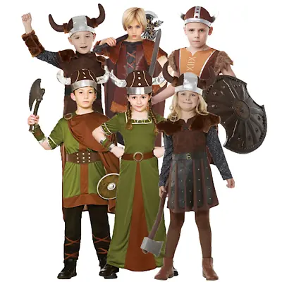 Viking Barbarian Kids Fancy Dress Medieval Saxon Boys Girls Book Day Costume • £9.49