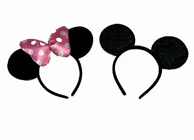12 Pcs Minnie Mickey Mouse Ears Headbands Black Pink Bow Party Favors Birthday • $14.99
