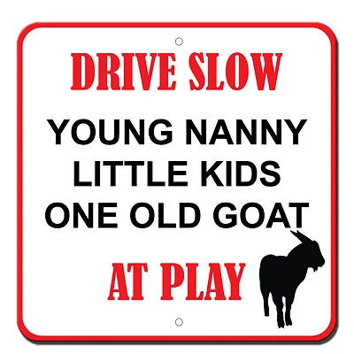 $14.99 • Buy Caution Nanny Kids And Goat At Play Novelty Funny Metal Sign 12 In X 12 In