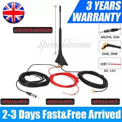 Car Roof Dab Fm/am Mount Antenna Aerial Splitter Digital Radio + Amplifier • £19.89