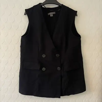 🖤 Primark Black Sleeveless Longline Blazer Vest Size 14 • £11