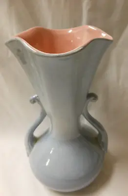 Red Wing GREY/PINK Pottery Vase SCROLL HANDLES 505 7.75  H X 4.75 W 1950S • $21.90