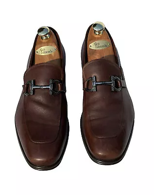 Ferragamo Brown Gancini Signiture Horse Bit Loafers Mens 9 E Wide • $129.99