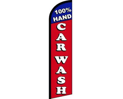 100% Hand Car Wash Blue/Red/White Windless Banner Advertising Marketing Flag • £19.35