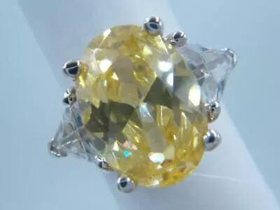 Designer Signed Charles Winston Sterling Silver Yellow  CZ Ring ~ Size 8 • $60