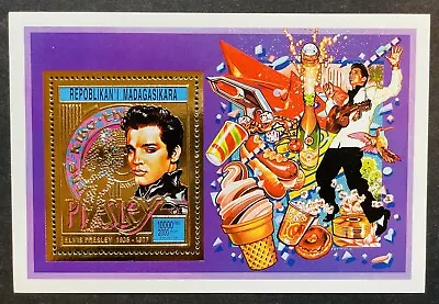 Madagascar Elvis Presley Gold Memorial Stamps Souvenir Sheet Musician Singer • $8.53