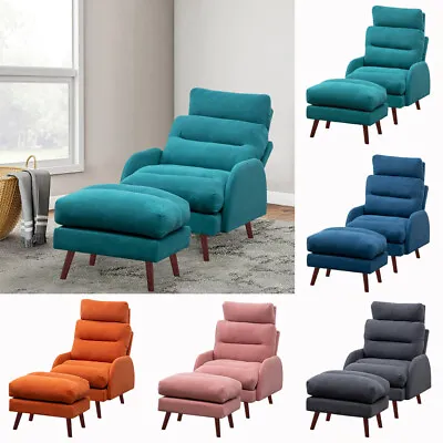 £299.95 • Buy Velvet Armchair Recliner Sleeper Chaise Lounge Footstool Sofa Bed Chair Bedroom