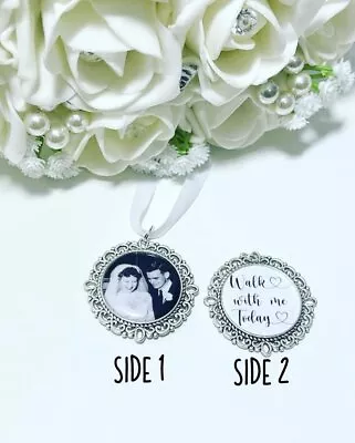 DOUBLE SIDED Wedding Bouquet Memory Photo Charm - Walk With Me Today - Bridal • £9.95