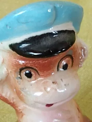 Made In Japan - Ceramic Saluting Monkey Figurine With Service Hat - Vintage • $17