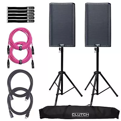 QSC K12.2 K2 Series 12  Powered Active DJ PA Speakers W Stands & Pink XLR Cables • $2000.40