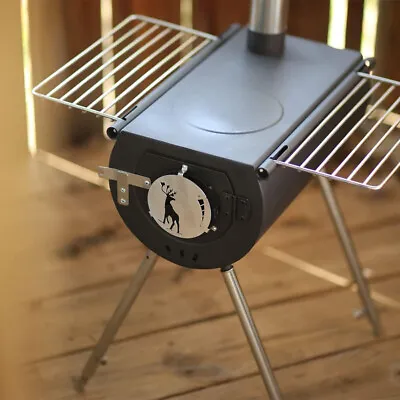 Hot Tent US Stove Jack Wood Burning Portable With 7 Vent Pipes Camping Fire Kit • $195.41