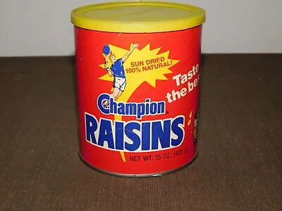 Vintage Kitchen 4 5/8  High 1988 California Champion Raisins Tin Can *empty* • $79.99