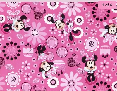 Valentine Fabric Fat Quarter Disney Minnie Mouse Allover Flowers Cotton Freeship • $8.49