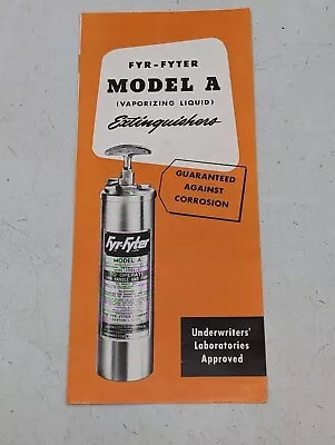 Vintage Brochure Model  A Fire Extinguisher Fyr-Fyter Automobile Car Advertising • $32.95