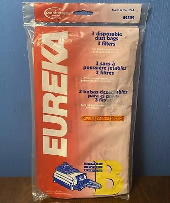 Eureka Type B 52329 Genuine OEM Vacuum Bags - 3 Pack VINTAGE POWERSTREAM NEW NOS • $4.95