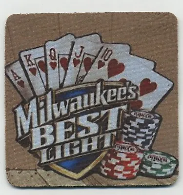 Milwaukee's Best Light Beer COASTER - Royal Flush Poker  • $2.99