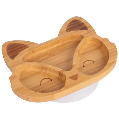Tiny Dining White Fox Bamboo Baby Suction Plate Toddler Weaning Feeding Set • £14