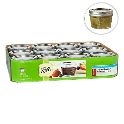 Ball Glass Mason Canning Jars Regular Mouth 4 Oz 12 Pack Kitchen Food Storage • $21.99