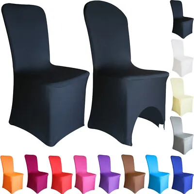 £3.77 • Buy TtS 1-100 Chair Covers Flat Spandex Stretch Slip Seat Cover Wedding Party Decor