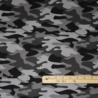 Nobody Fights Alone Camo Camouflage Medical Cotton Fabric  1/2 Yard  #10420 Gray • $4.15