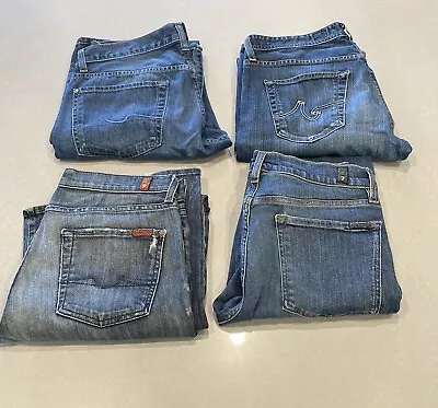 Men’s Designer Jeans Lot 4 Pairs 7 For All Mankind And AG 32x34 • $40