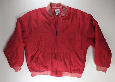Vintage IOIO Design Silk Bomber Jacket Women's Medium Red Full Zip Pockets • $12.99