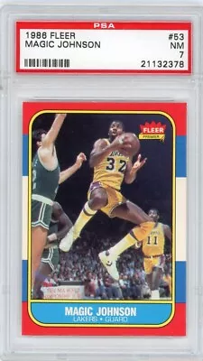 1986 Fleer #53 Magic Johnson PSA 7 HOF RC Rookie Basketball Card • $60