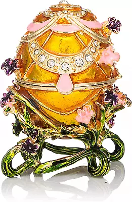 Hand Painted Enameled Faberge Egg Style Decorative Hinged Jewelry Trinket Box Un • $24.99