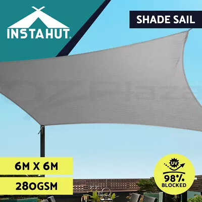 Instahut Sun Shade Sail Cloth Shadecloth Outdoor Canopy Square 280gsm 6x6m • $109.95
