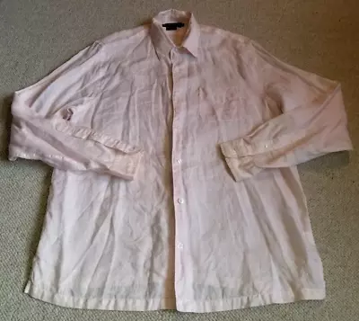 Mens Shirt-ISLAND COMPANY-light Pink 100% Linen Long Sleeves-M • $13.99