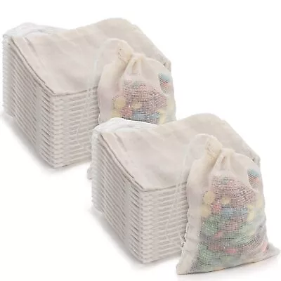 100 Pieces Cotton Drawstring Bags Reusable Muslin Bag Natural Cotton Bags Wi... • $20.62