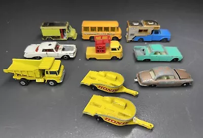 Vintage Matchbox Lesney Lot Of 10 Vehicles With Black Plastic Wheels • $28.99