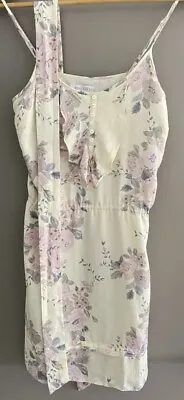 $24 • Buy Forever New Ladies Size 8 Floral Frill Ruffle Silk Dress With Sash Free Postage