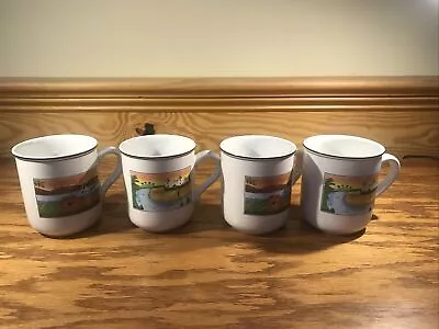 Vintage Villeroy Boch Laplau Naif Naive Painted Vitro Porcelaine Mugs Cups Set 4 • $76.49