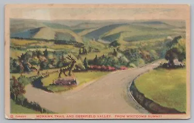 $5 • Buy Whitcomb Summit MA~Mohawk Trail & Deerfield Valley~Deer Statue~Antlers~Mtns~1924
