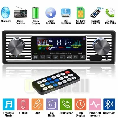 $28.85 • Buy Bluetooth Vintage Car FM Radio MP3 Player USB Classic Stereo Audio Receiver AUX@