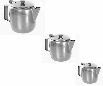 Stainless Steel Metal Teapot Cafe Kitchen Tea Coffee Drink Flip Lid Pot Catering • £10.95